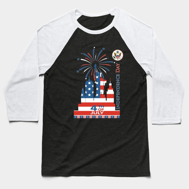 Independence Day Baseball T-Shirt by NTFGP